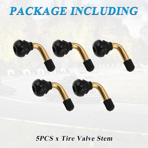 5Psc Universal 90 Degree Angled Tire Valve Stem, Fits 12mm-14.3mm Rim Hole for Tubeless Tires on Scooters ATVs Go Karts Lawn Mowers in Kuwait