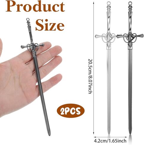 2 Pack Letter Openers, Sword Letter Opener with Ergonomic Handle, Mail Opener Tool for Home & Office Use (Silver & Black, 8.07x1.65 Inch) in Kuwait