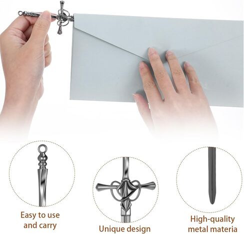2 Pack Letter Openers, Sword Letter Opener with Ergonomic Handle, Mail Opener Tool for Home & Office Use (Silver & Black, 8.07x1.65 Inch) in Kuwait