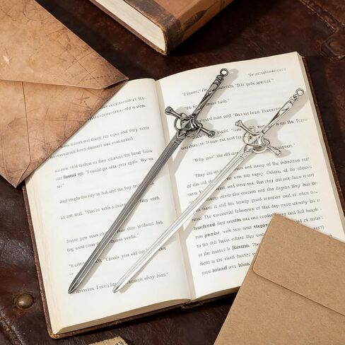 2 Pack Letter Openers, Sword Letter Opener with Ergonomic Handle, Mail Opener Tool for Home & Office Use (Silver & Black, 8.07x1.65 Inch) in Kuwait