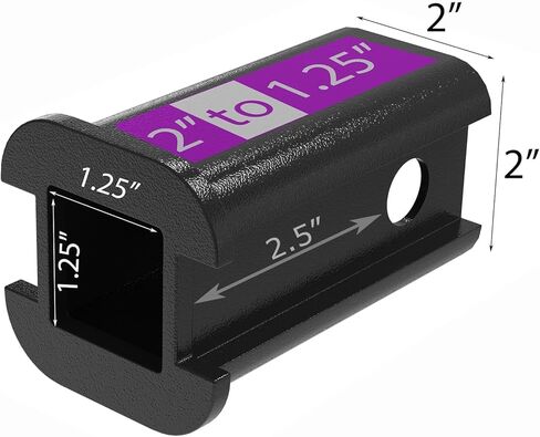 2 Inch to 1-1/4 Inch Metal Trailer Hitch Receiver Adapter Sleeve Converter for Bike Rack, (Black, from 2" to 1-1/4" Receiver) in Kuwait