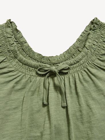 Old Navy Short-Sleeve Tie-Front Jersey-Knit Top for Girls - Olive Through This in Kuwait