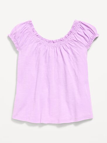 Old Navy Short-Sleeve Tie-Front Jersey-Knit Top for Girls - Clary Sage in Kuwait