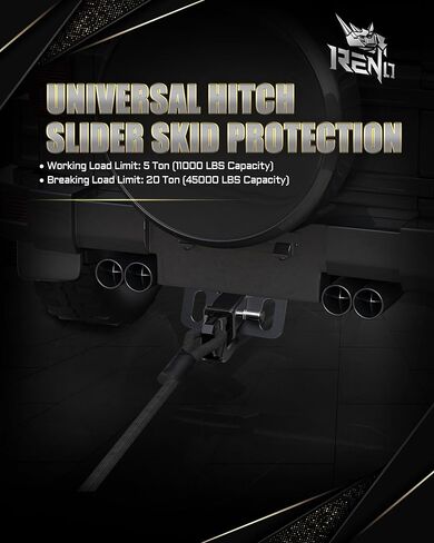 RENO Hitch Slider, 2" Receiver Slider Skid Protection 45,000 lbs Compatible with 3/4" D-Ring or Soft Shackle for Trucks Off-Road Vehicle Towing Recovery Hitch Protection (Aluminum, Black) in Kuwait