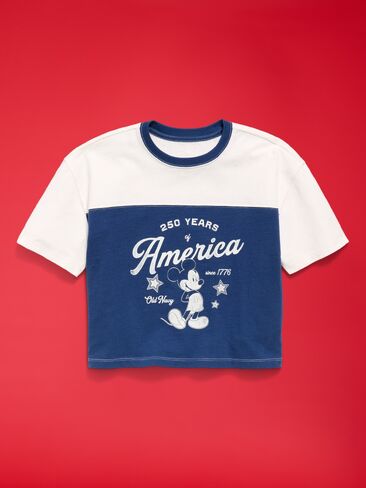 تيشيرت بتصميم كرة قدم للبنات من Old Navy Old Navy x ديزني ميكي ماوس - ازرق باسيفيك in Kuwait