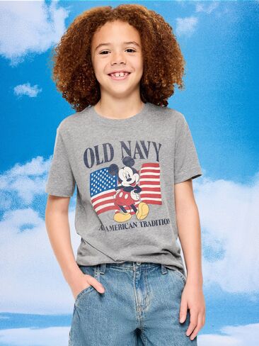 تيشيرت بطبعة شعار محايد للجنسين وشعار محايد للجنسين x ديزني ميكي ماوس للاطفال Old Navy Old Navy x Disney Mickey Mouse - رمادي in Kuwait