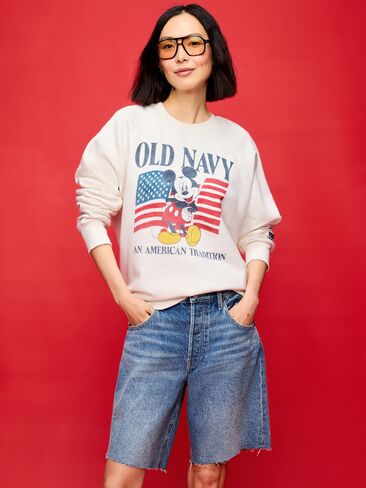 Old Navy Old Navy x Disney Mickey Mouse Crew-Neck Sweatshirt for Adults - Sea Salt in Kuwait
