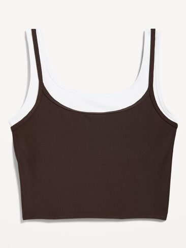 Old Navy PowerSoft Layered Longline Bra - Black Coffee in Kuwait