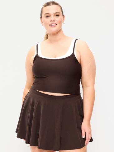 Old Navy PowerSoft Layered Longline Bra - Black Coffee in Kuwait