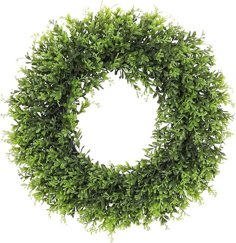 22inch Artificial Boxwood Wreath, 22" Spring Summer Wreath Faux Greenery Leaves Wreath for Front Door Wall Window Porch Farmhouse Patio Garden Indoor Outdoor Decor Wedding Party Decoration in Saudi Arabia