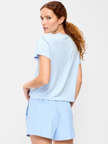 Old Navy Seamless T-Shirt - Blue Stripe in Kuwait