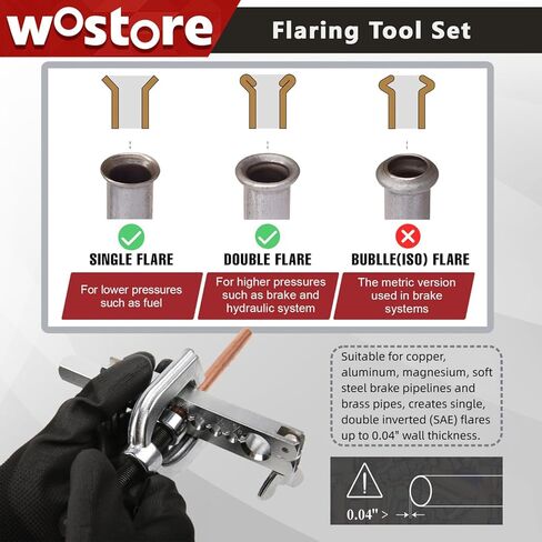 Wostore 25 FT 3/16" Copper Coated Brake Line Kit with 24 Brass Fittings & Double/Single Flaring Tool Kit, Complete Brake Line Repair Solution for Cars, Trucks, Motorcycles in Kuwait