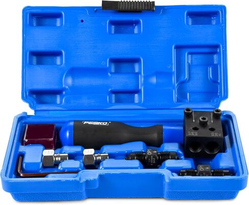 7-Piece Brake Line Flaring Tool Kit for 3/16" & 1/4" Lines, SAE Double Flare Tool, Creates 45° Single, Double & Bubble Flares for Hydraulic Brake Line Repair for Copper and Steel Tubing in Kuwait
