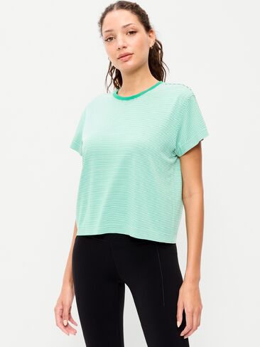 Old Navy Seamless T-Shirt - Green Stripe in Kuwait