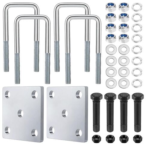 Square U Bolt Kit for Boat Trailer Axle Leaf Springs, U Bolts 2 Inch Wide for 2 x 2 Axle 4 3/4" Long Trailer Leaf Spring Shackle Bolts with Lock Nuts for 2000lb and 3500lb Heavy Duty in Kuwait