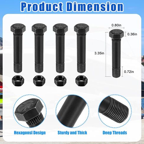 Square U Bolt Kit for Boat Trailer Axle Leaf Springs, U Bolts 2 Inch Wide for 2 x 2 Axle 4 3/4" Long Trailer Leaf Spring Shackle Bolts with Lock Nuts for 2000lb and 3500lb Heavy Duty in Kuwait