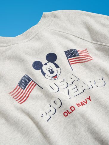 سويت شيرت راجلان برسومات كبيرة الحجم للنساء من Old Navy x Disney Mickey Mouse - رمادي فاتح منقط in Kuwait