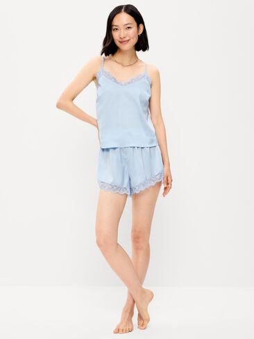 Old Navy Satin Lace-Trim Pajama Tank and Shorts Set - Sky Maintenance in Kuwait