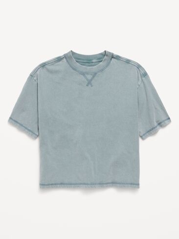 Old Navy Oversized Short-Sleeve Boxy T-Shirt for Boys - Ocean Shale in Kuwait