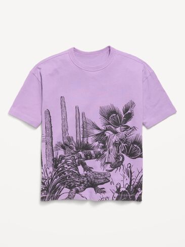 Old Navy Oversized Short-Sleeve Graphic T-Shirt for Boys - Purple Desert in Kuwait