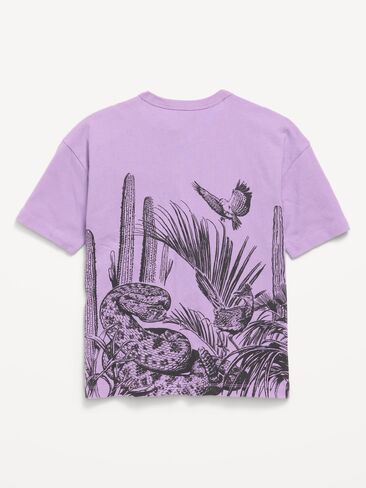 Old Navy Oversized Short-Sleeve Graphic T-Shirt for Boys - Purple Desert in Kuwait