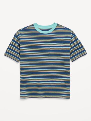 تيشيرت مخطط كبير الحجم بأكمام قصيرة للأولاد من Old Navy - أزرق أكثر من الأزرق in Kuwait