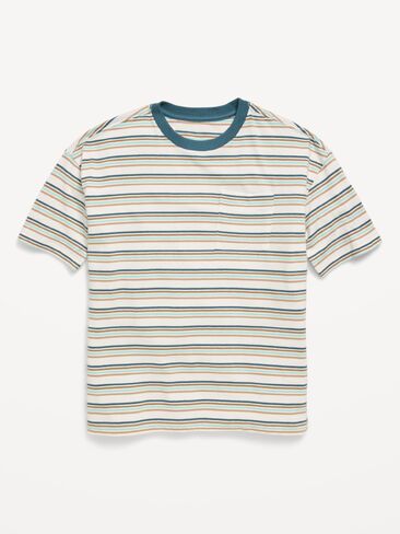 تي شيرت مخطط كبير الحجم بأكمام قصيرة للأولاد من Old Navy - خطوط رمادية داكنة in Kuwait