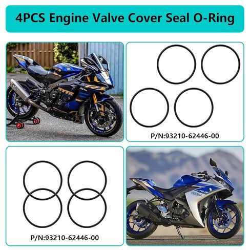 4 قطع غطاء صمام المحرك حشية دائرية غطاء صمام 93210-62446-00 متوافق مع Yamaha XVS 1100 XT600 XVS 650 XVS650 SRX600 TT 600650 (اللون: 4 حلقات) in Kuwait