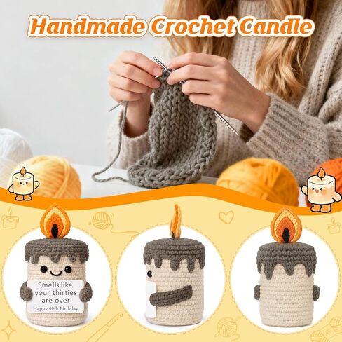 Funny 40th Birthday Gifts for Women Men - 40th Birthday Gift Ideas, Happy Bday Presents for Coworker Friends Dad Mom, Sarcastic 40 Year Old Gag Gift for Her Him - Handmade Crochet Candle in Kuwait
