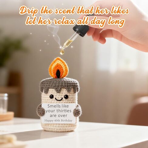 Funny 40th Birthday Gifts for Women Men - 40th Birthday Gift Ideas, Happy Bday Presents for Coworker Friends Dad Mom, Sarcastic 40 Year Old Gag Gift for Her Him - Handmade Crochet Candle in Kuwait