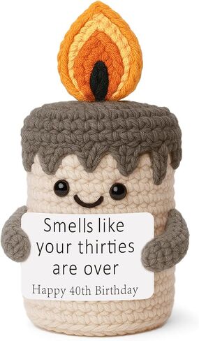 Funny 40th Birthday Gifts for Women Men - 40th Birthday Gift Ideas, Happy Bday Presents for Coworker Friends Dad Mom, Sarcastic 40 Year Old Gag Gift for Her Him - Handmade Crochet Candle in Kuwait