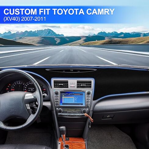 غطاء لوحة القيادة الجلدي متوافق مع Toyota Camry XV40 2007-2011 - بساط لوحة القيادة من جلد البولي يوريثان، حماية سهلة التنظيف من الأشعة فوق البنفسجية، ملحق داخلي بدون وهج in Kuwait