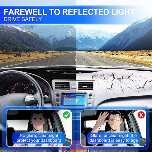 غطاء لوحة القيادة الجلدي متوافق مع Toyota Camry XV40 2007-2011 - بساط لوحة القيادة من جلد البولي يوريثان، حماية سهلة التنظيف من الأشعة فوق البنفسجية، ملحق داخلي بدون وهج in Kuwait