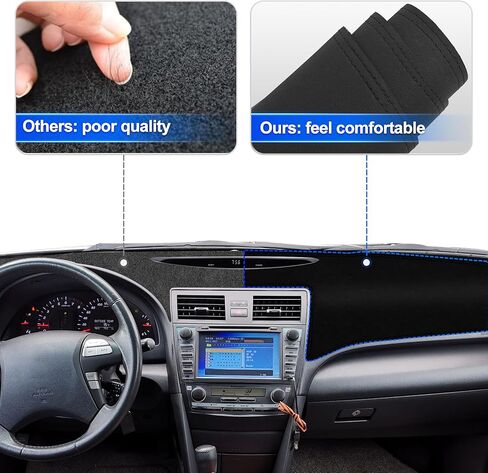 غطاء لوحة القيادة الجلدي متوافق مع Toyota Camry XV40 2007-2011 - بساط لوحة القيادة من جلد البولي يوريثان، حماية سهلة التنظيف من الأشعة فوق البنفسجية، ملحق داخلي بدون وهج in Kuwait