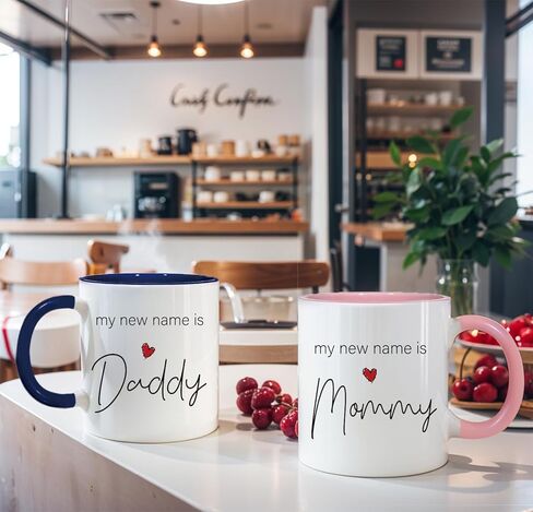 New Parents Pregnancy Announcement，My New Mame is Mommy Daddy Mug, First Time Mommy Daddy to Be Mug Set Gifts, New Parents Gifts for Couples Expecting Mom Dad Est 2025-7 in Kuwait
