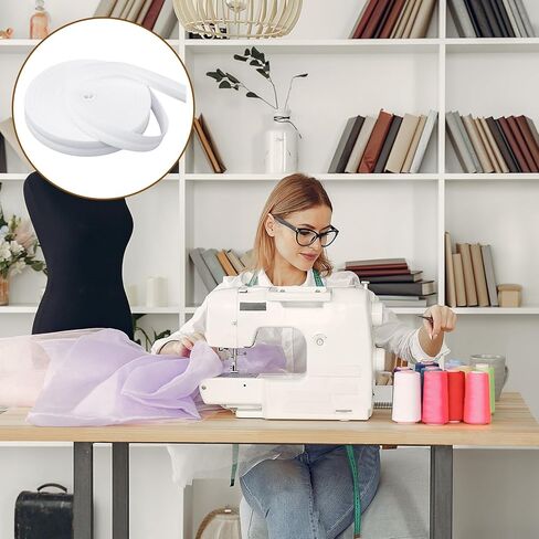 1Roll 1/2 Inch Single Fold Bias Tape, 21.8 Yards White Bias Binding Tape Cotton Hemming Tapes Single Fold BiasTapes for Sewing Seaming Piping Hemming Binding DIY Crafts in Kuwait