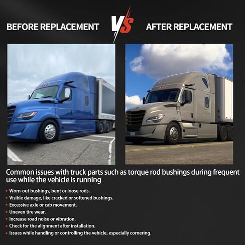 Torque Arm & Rear Rubber Leaf Spring Bushing Compatible with Freightliner FASII Airliner 1990+, fits for International 2003+, fits for Kenworth for Peterbilt 2004+, Replace RB268 MR782 RB-268 in Kuwait