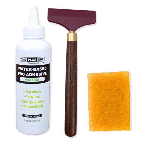 ONE Plus ONE Super Stick Set – 200ml Viscous Leather Adhesive with 6cm Glue Spreader & Adhesive Eraser, Strong Water-Based Glue for Leathercraft in Kuwait