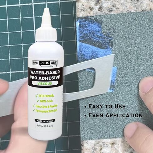 ONE Plus ONE Super Stick Set – 200ml Viscous Leather Adhesive with 6cm Glue Spreader & Adhesive Eraser, Strong Water-Based Glue for Leathercraft in Kuwait