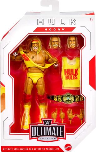 مجموعة شخصيات الحركة والإكسسوارات من Mattel WWE Ultimate Edition، Hulk Hogan مقاس 6 بوصة قابلة للتجميع مع رؤوس وأيدي قابلة للتبديل، 30 نقطة مفصلية in Kuwait