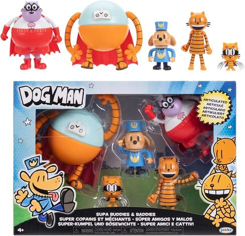 Dog Man 2.5 Inch Scale Supa Buddies and Baddies Multipack Action Figures, Part of Jakks Pacific's Wave 4, Includes 5 Characters in Kuwait