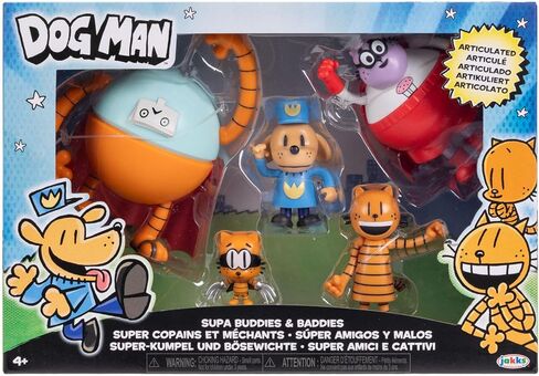 Dog Man 2.5 Inch Scale Supa Buddies and Baddies Multipack Action Figures, Part of Jakks Pacific's Wave 4, Includes 5 Characters in Kuwait