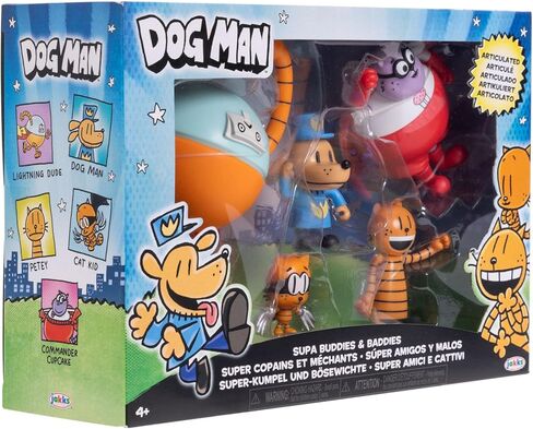 Dog Man 2.5 Inch Scale Supa Buddies and Baddies Multipack Action Figures, Part of Jakks Pacific's Wave 4, Includes 5 Characters in Kuwait