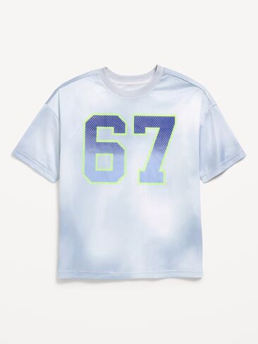 Old Navy Oversized Mesh Graphic Basketball T-Shirt for Boys - Cloud Cover in Kuwait