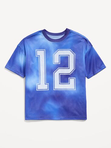 Old Navy Oversized Mesh Graphic Basketball T-Shirt for Boys - Bluer Than Blue in Kuwait