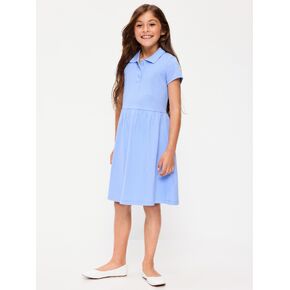 Old Navy School Uniform Fit and Flare Pique Polo Dress for Girls - Monet Blue in Kuwait