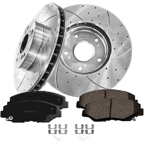 PM Auto Set of 6 Front 282mm Drilled Slotted Disc Brake Rotors-Ceramic Brake Pad kit Replacement For 2003-2017 Honda Accord in Kuwait