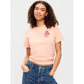 Old Navy EveryWear Crew-Neck Graphic T-Shirt - Peach Gelato in Kuwait