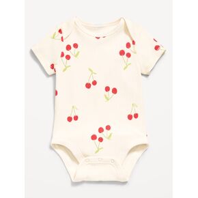 Old Navy Printed Short-Sleeve Ribbed Bodysuit for Baby - Cherry in Kuwait