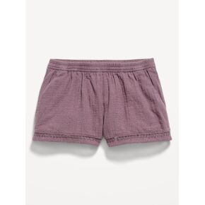 Old Navy Double-Weave Crochet-Trim Shorts for Girls - Purple Basil in Kuwait